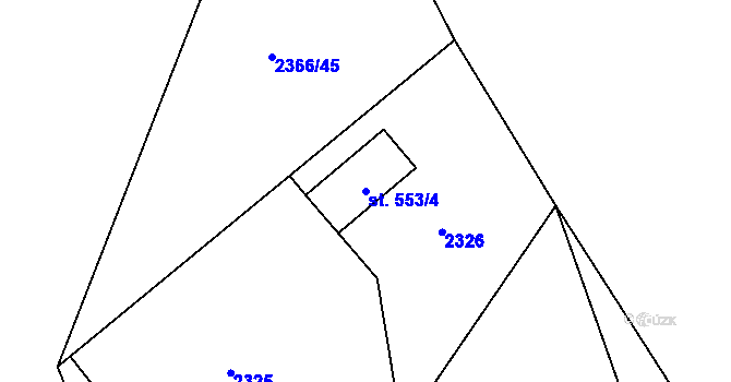 Parcela st. 553/4 v KÚ Morávka, Katastrální mapa