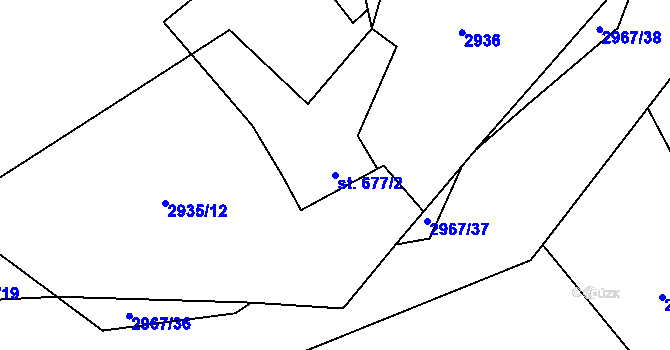 Parcela st. 677/2 v KÚ Morávka, Katastrální mapa