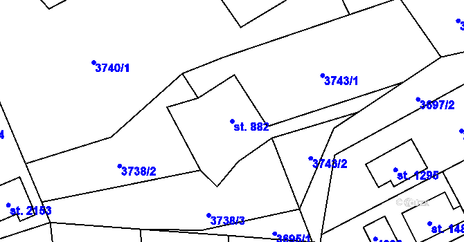 Parcela st. 882 v KÚ Morávka, Katastrální mapa