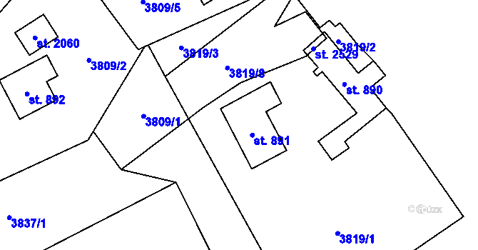 Parcela st. 891 v KÚ Morávka, Katastrální mapa