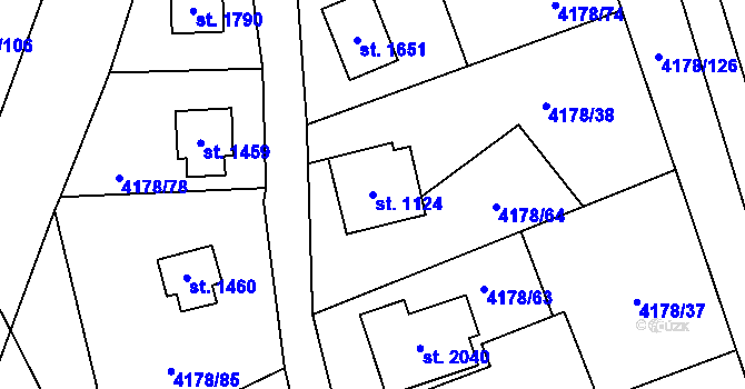 Parcela st. 1124 v KÚ Morávka, Katastrální mapa