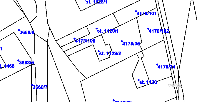 Parcela st. 1129/2 v KÚ Morávka, Katastrální mapa