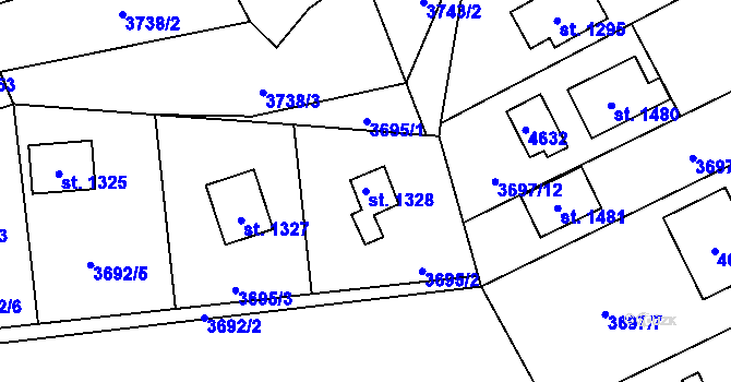 Parcela st. 1328 v KÚ Morávka, Katastrální mapa
