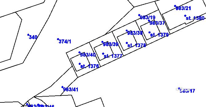 Parcela st. 1377 v KÚ Morávka, Katastrální mapa