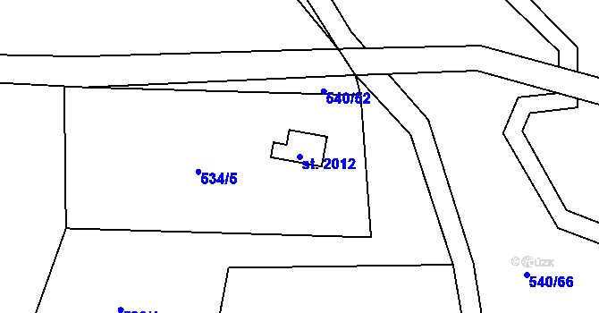 Parcela st. 2012 v KÚ Morávka, Katastrální mapa