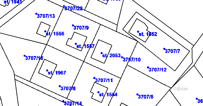 Parcela st. 2053 v KÚ Morávka, Katastrální mapa