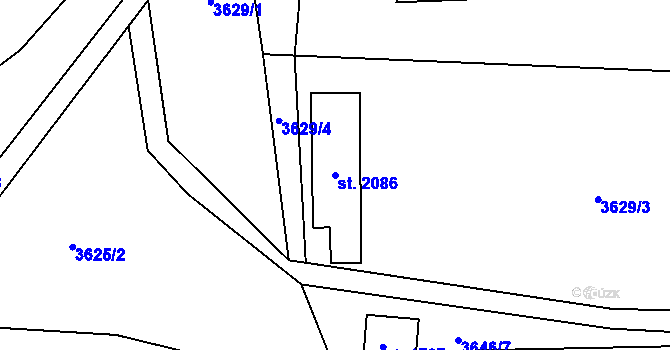 Parcela st. 2086 v KÚ Morávka, Katastrální mapa