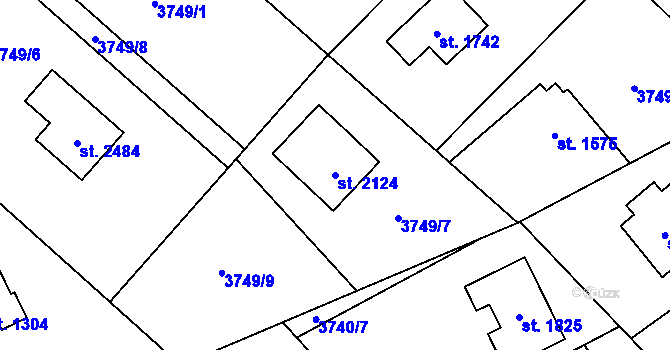 Parcela st. 2124 v KÚ Morávka, Katastrální mapa
