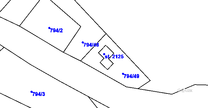 Parcela st. 2125 v KÚ Morávka, Katastrální mapa