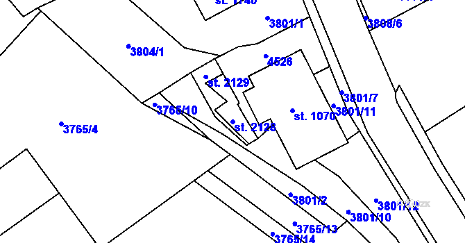 Parcela st. 2128 v KÚ Morávka, Katastrální mapa