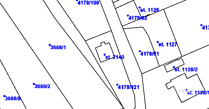 Parcela st. 2140 v KÚ Morávka, Katastrální mapa