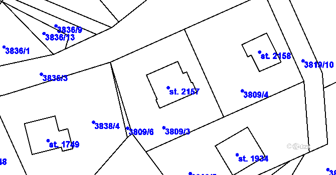 Parcela st. 2157 v KÚ Morávka, Katastrální mapa
