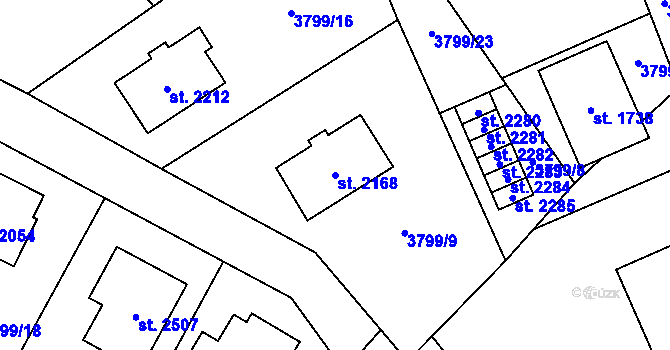 Parcela st. 2168 v KÚ Morávka, Katastrální mapa