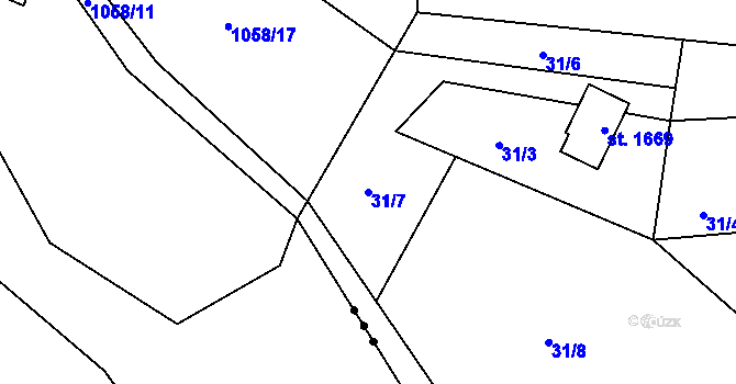 Parcela st. 31/7 v KÚ Morávka, Katastrální mapa