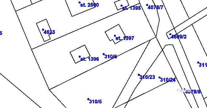 Parcela st. 310/6 v KÚ Morávka, Katastrální mapa