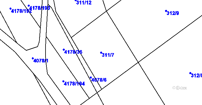 Parcela st. 311/7 v KÚ Morávka, Katastrální mapa