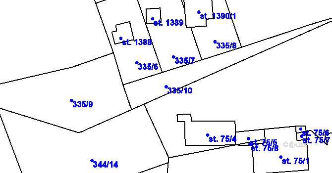 Parcela st. 335/10 v KÚ Morávka, Katastrální mapa