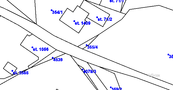 Parcela st. 355/4 v KÚ Morávka, Katastrální mapa