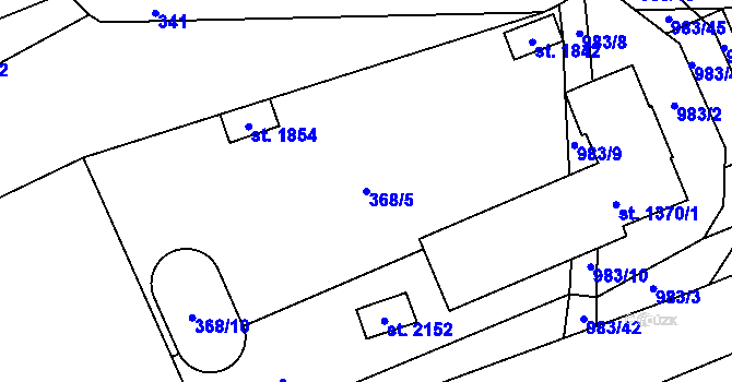 Parcela st. 368/5 v KÚ Morávka, Katastrální mapa