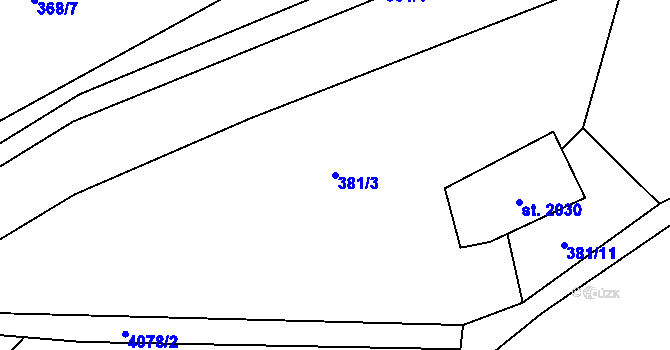Parcela st. 381/3 v KÚ Morávka, Katastrální mapa