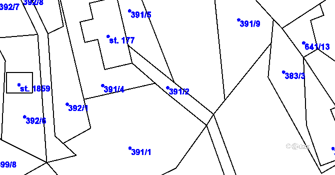 Parcela st. 391/2 v KÚ Morávka, Katastrální mapa