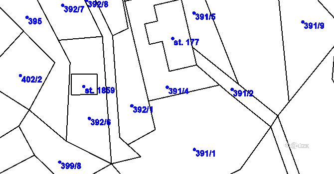 Parcela st. 391/4 v KÚ Morávka, Katastrální mapa