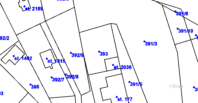 Parcela st. 393 v KÚ Morávka, Katastrální mapa