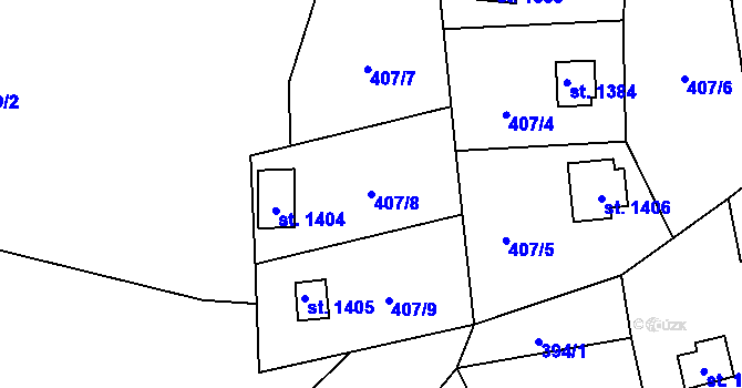 Parcela st. 407/8 v KÚ Morávka, Katastrální mapa