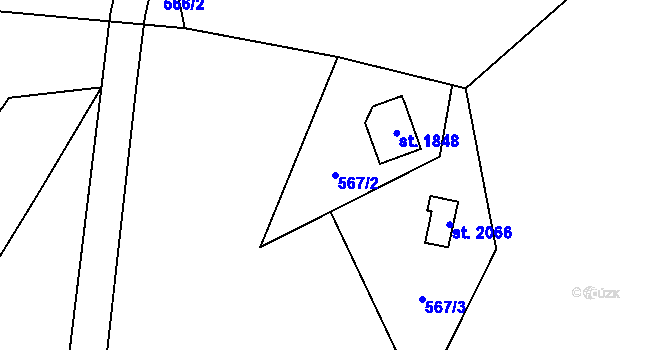 Parcela st. 567/2 v KÚ Morávka, Katastrální mapa