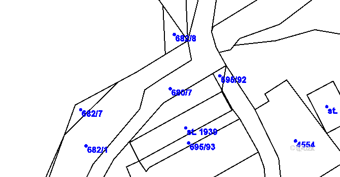 Parcela st. 680/7 v KÚ Morávka, Katastrální mapa