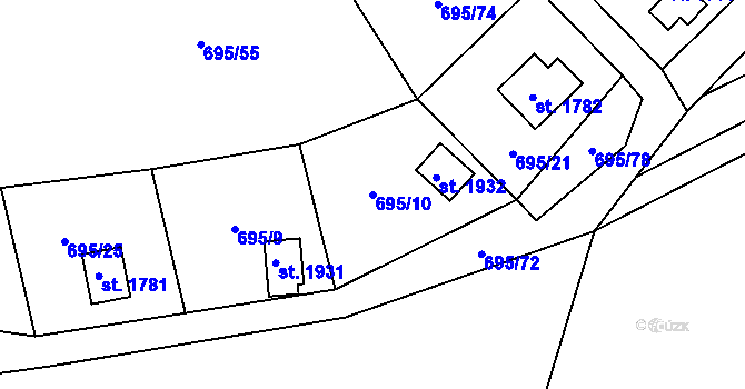 Parcela st. 695/10 v KÚ Morávka, Katastrální mapa