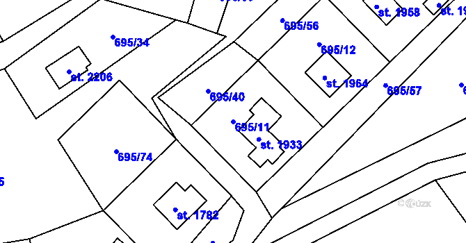 Parcela st. 695/11 v KÚ Morávka, Katastrální mapa