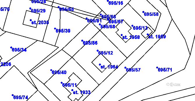 Parcela st. 695/12 v KÚ Morávka, Katastrální mapa
