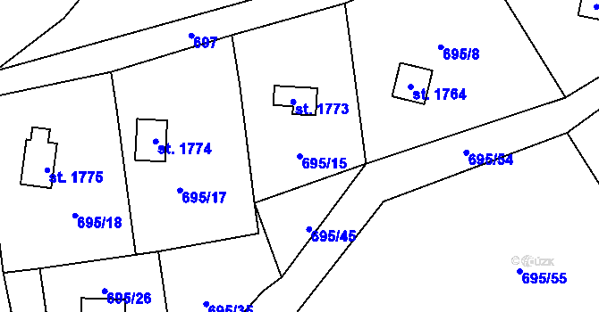 Parcela st. 695/15 v KÚ Morávka, Katastrální mapa