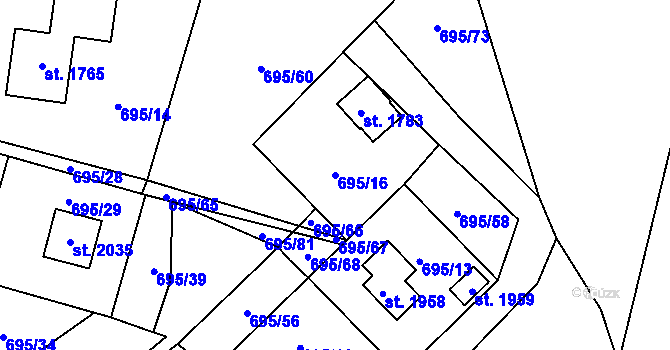 Parcela st. 695/16 v KÚ Morávka, Katastrální mapa