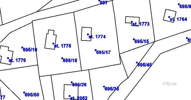 Parcela st. 695/17 v KÚ Morávka, Katastrální mapa