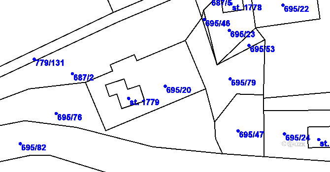 Parcela st. 695/20 v KÚ Morávka, Katastrální mapa