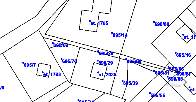 Parcela st. 695/28 v KÚ Morávka, Katastrální mapa
