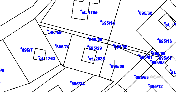 Parcela st. 695/29 v KÚ Morávka, Katastrální mapa