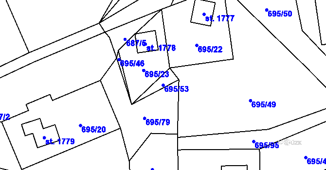 Parcela st. 695/53 v KÚ Morávka, Katastrální mapa
