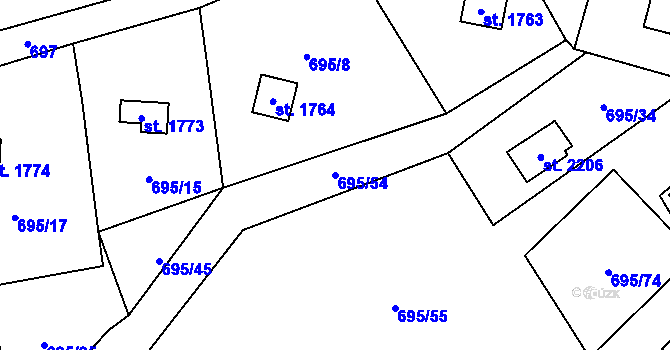 Parcela st. 695/54 v KÚ Morávka, Katastrální mapa