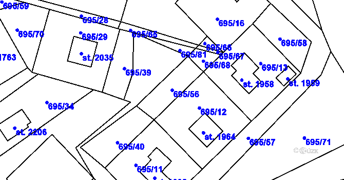 Parcela st. 695/56 v KÚ Morávka, Katastrální mapa