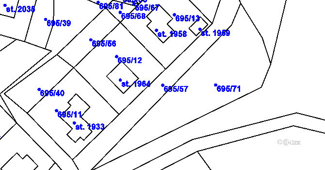 Parcela st. 695/57 v KÚ Morávka, Katastrální mapa