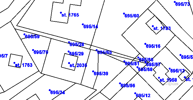 Parcela st. 695/65 v KÚ Morávka, Katastrální mapa