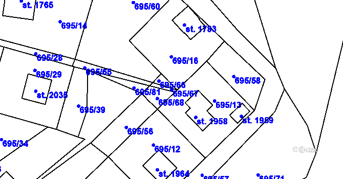 Parcela st. 695/67 v KÚ Morávka, Katastrální mapa