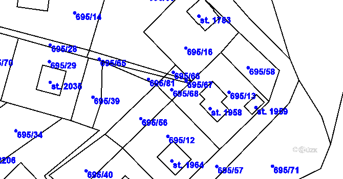 Parcela st. 695/68 v KÚ Morávka, Katastrální mapa