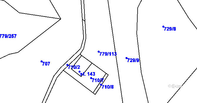 Parcela st. 779/113 v KÚ Morávka, Katastrální mapa