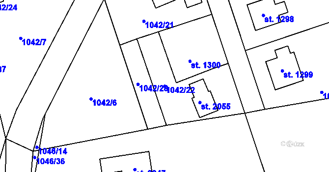 Parcela st. 1042/22 v KÚ Morávka, Katastrální mapa