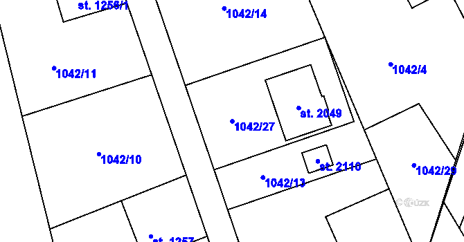Parcela st. 1042/27 v KÚ Morávka, Katastrální mapa