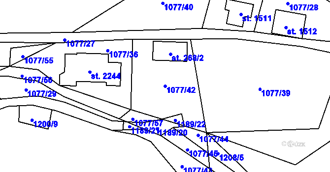 Parcela st. 1077/42 v KÚ Morávka, Katastrální mapa